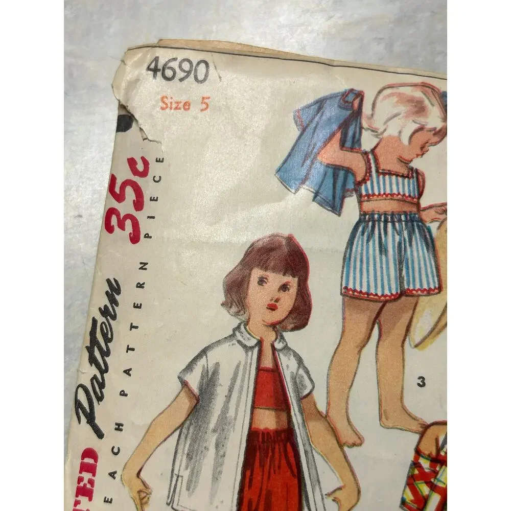 Vintage 1950's Simplicity Pattern #4690 Children's 4 Piece Outfits Size‎ 5